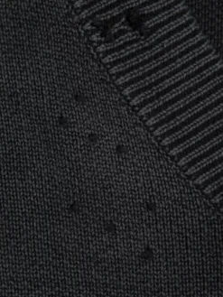 Men C2H4 006 - Sunburnt Distressed V-Neck Knit Sweater