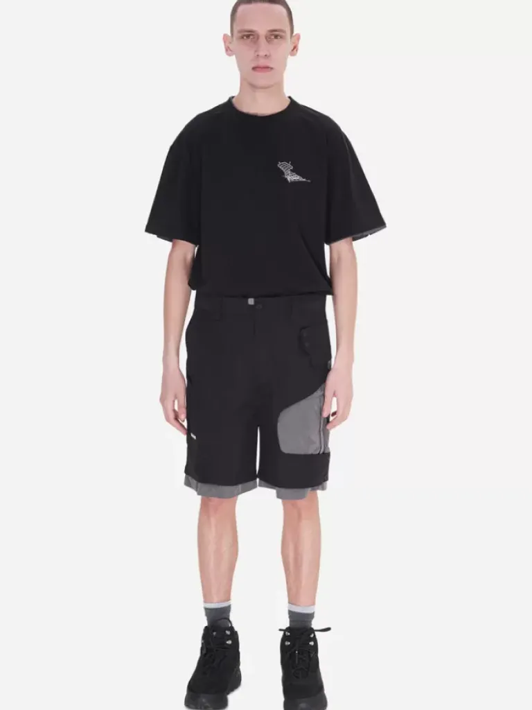 Men C2H4 001-X - Crooked Double Layered Tactical Shorts