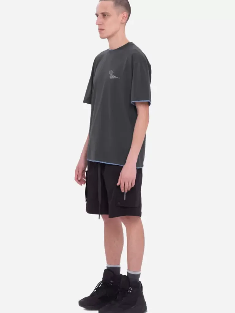 Men C2H4 001-X - Matrix Of Consciousness Printed Distressed Layered T-Shirt