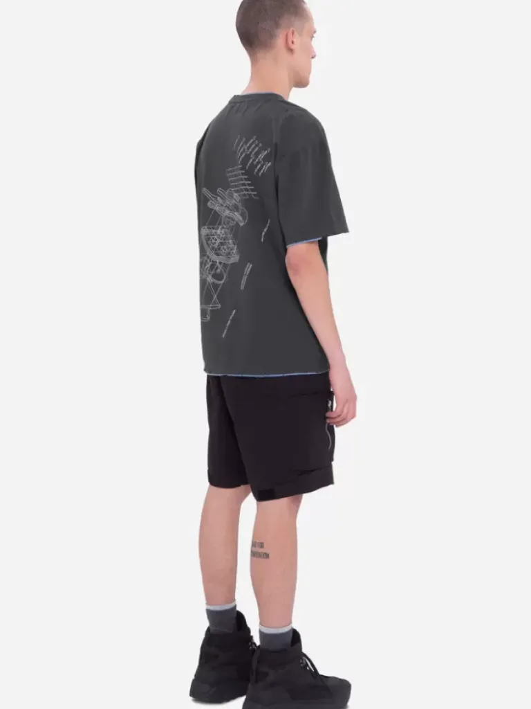 Men C2H4 001-X - Matrix Of Consciousness Printed Distressed Layered T-Shirt