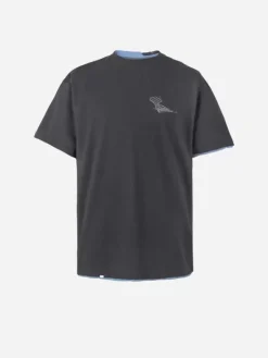 Men C2H4 001-X - Matrix Of Consciousness Printed Distressed Layered T-Shirt