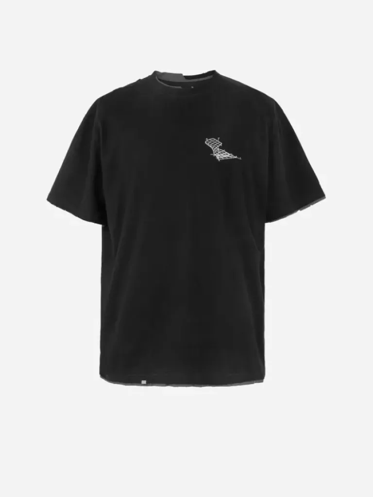 Men C2H4 001-X - Matrix Of Consciousness Printed Distressed Layered T-Shirt