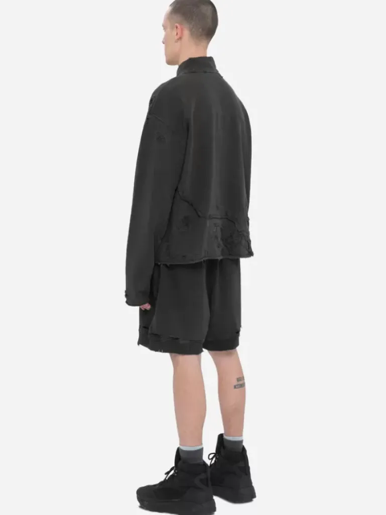 Men C2H4 001-X - Ruin Distressed Zip-Up Crewneck