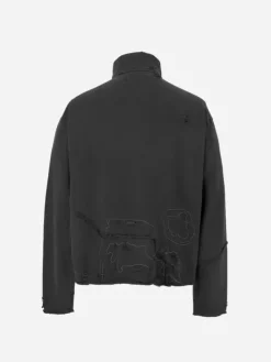 Men C2H4 001-X - Ruin Distressed Zip-Up Crewneck