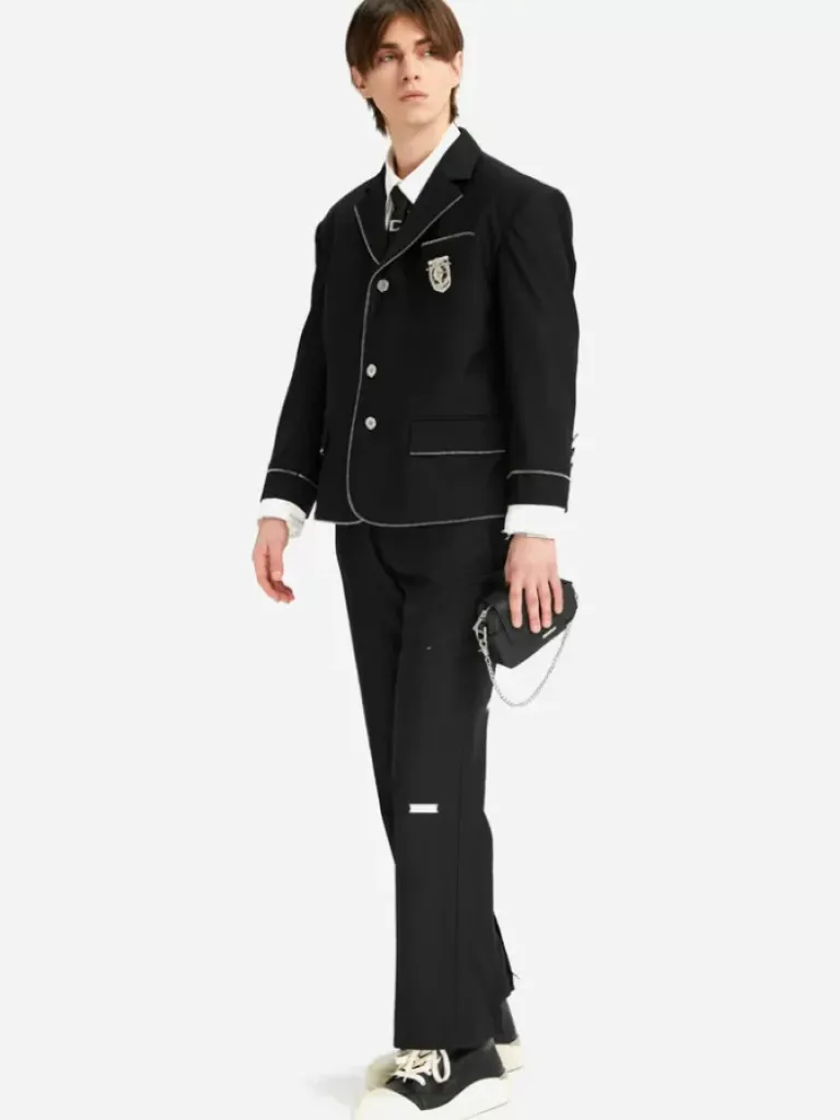 Men C2H4 005 - Zipper Piping Badged Tailored Jacket